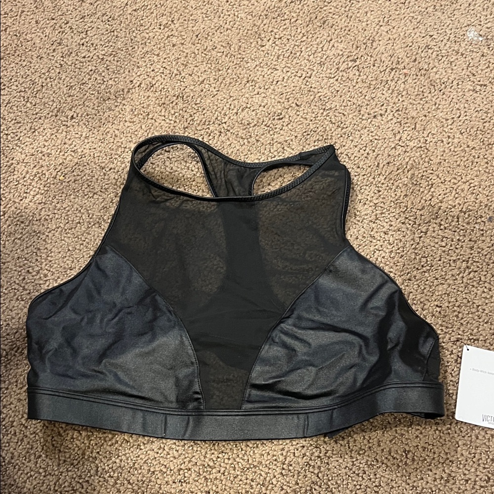 NWT Victoria Secret 2000’s Y2K black large sports bra with mesh racer back